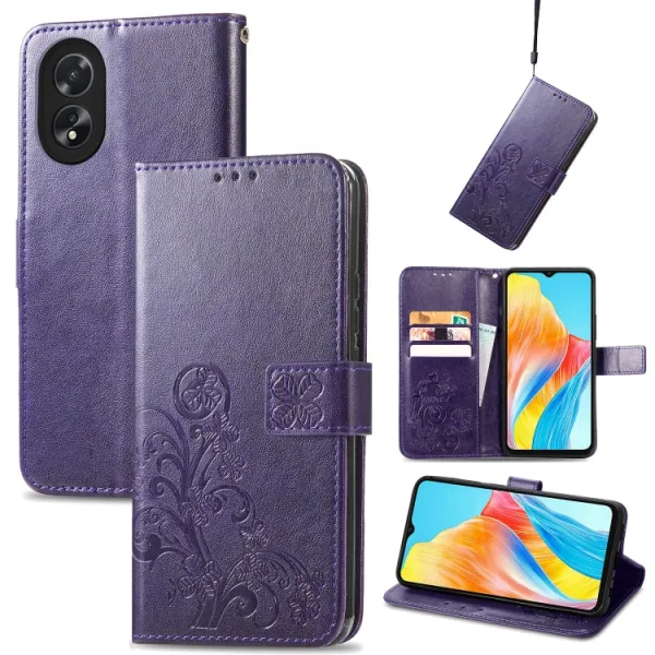 ART FLOWERS Peňaženkový obal pre Oppo A38 fialový