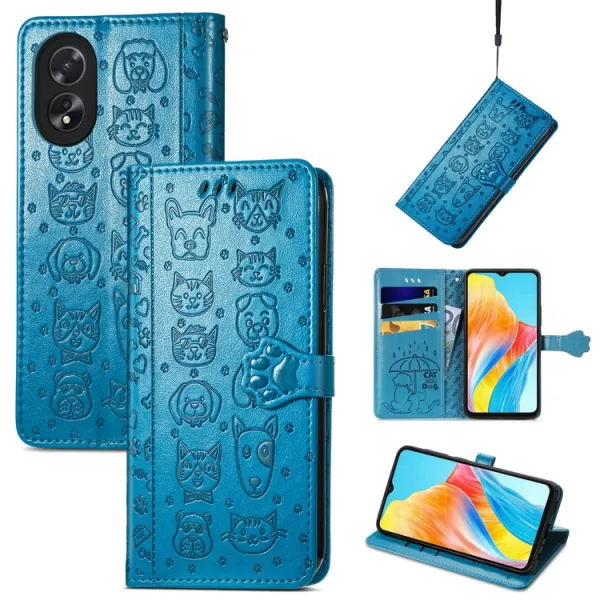 ART ANIMALS Peňaženkový obal pre Oppo A38 modrý