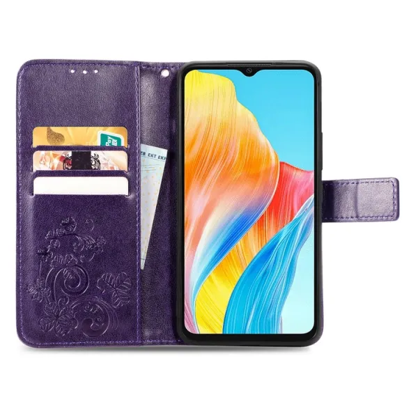 ART FLOWERS Peňaženkový obal pre Oppo A38 fialový