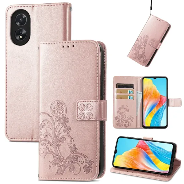 ART FLOWERS Peňaženkový obal pre Oppo A38 svetloružový
