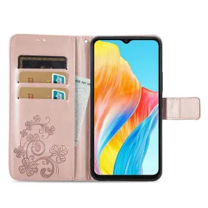 ART FLOWERS Peňaženkový obal pre Oppo A38 svetloružový