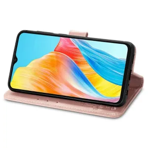 ART FLOWERS Peňaženkový obal pre Oppo A38 svetloružový