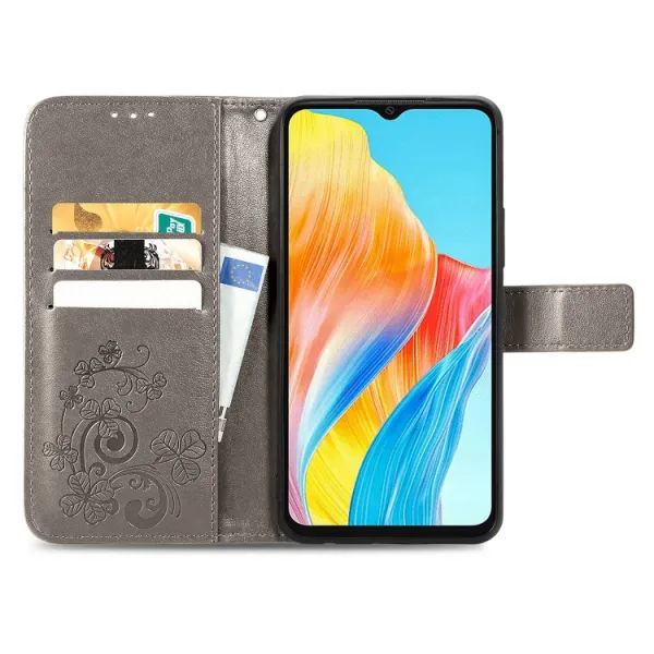 ART FLOWERS Peňaženkový obal pre Oppo A38 šedý