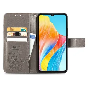 ART FLOWERS Peňaženkový obal pre Oppo A38 šedý