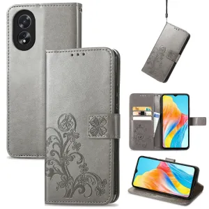 ART FLOWERS Peňaženkový obal pre Oppo A38 šedý