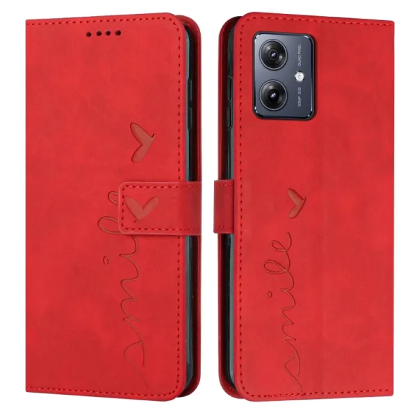 ART SMILE Peňaženkový obal s remienkom pre Motorola Moto G54 5G / G54 Power Edition 5G červený