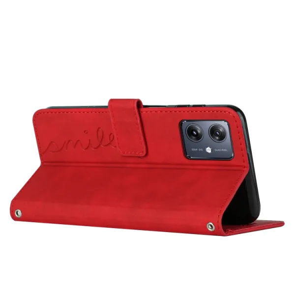 ART SMILE Peňaženkový obal s remienkom pre Motorola Moto G54 5G / G54 Power Edition 5G červený