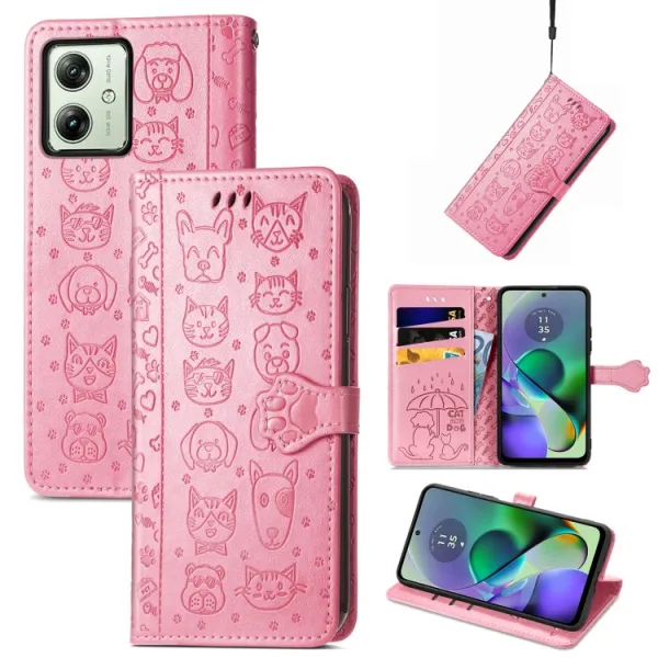 ART ANIMALS Peňaženkový obal pre Motorola Moto G54 5G / G54 Power Edition 5G ružový
