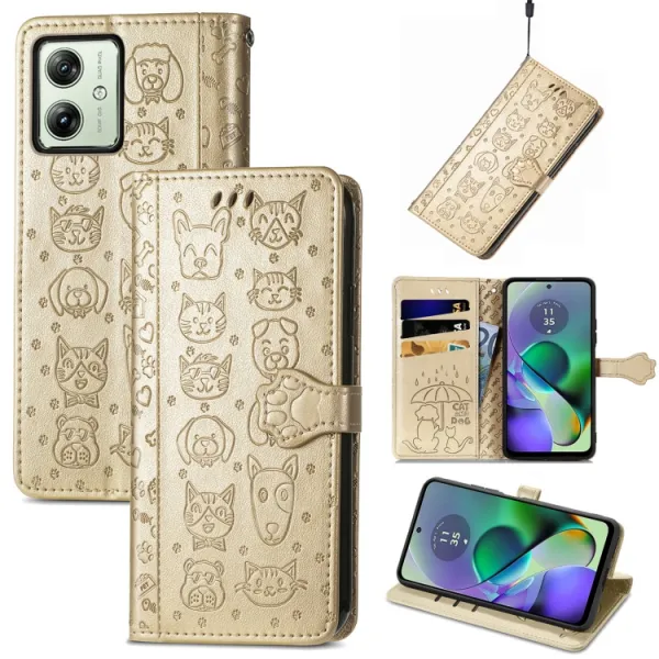 ART ANIMALS Peňaženkový obal pre Motorola Moto G54 5G / G54 Power Edition 5G zlatý