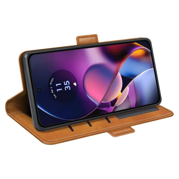 SIDE Peňaženkové puzdro pre Motorola Moto G54 5G / G54 Power Edition 5G svetlohnedé