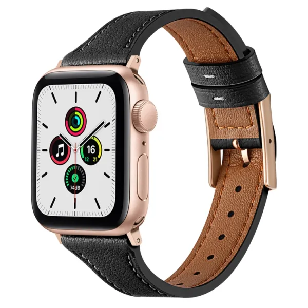 LEATHER Kožený remienok pre Apple Watch SE / SE 2022 / SE 2023 / SE 2025 (44mm) čierny