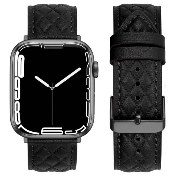 LATTICE BAND Kožený remienok pre Apple Watch SE / SE 2022 / SE 2023 / SE 2025 (44mm) čierny
