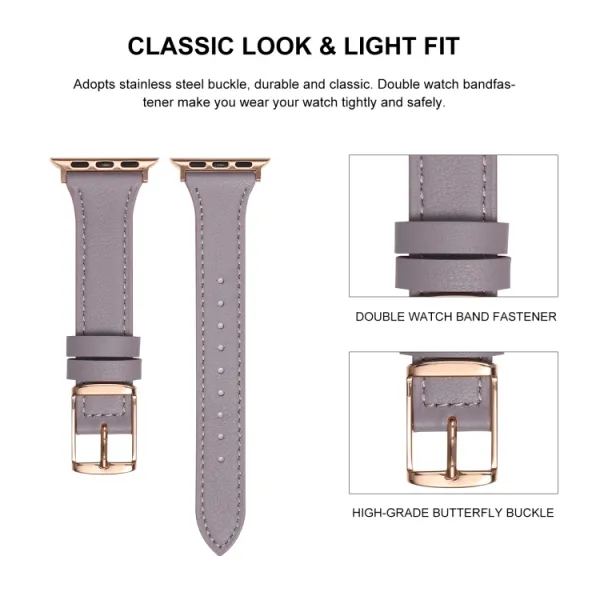 LEATHER Kožený remienok pre Apple Watch SE / SE 2022 / SE 2023 / SE 2025 (44mm) čierny