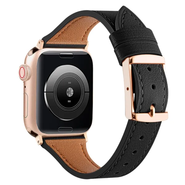 LEATHER Kožený remienok pre Apple Watch SE / SE 2022 / SE 2023 / SE 2025 (44mm) čierny