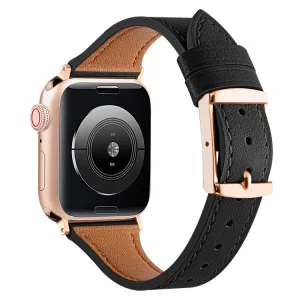 LEATHER Kožený remienok pre Apple Watch SE / SE 2022 / SE 2023 / SE 2025 (44mm) čierny