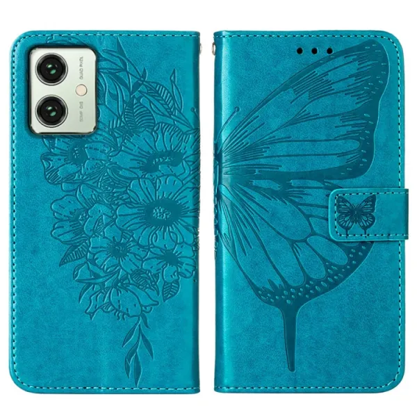 ART BUTTERFLY Peňaženkový obal pre Motorola Moto G54 5G / G54 Power Edition 5G modrý