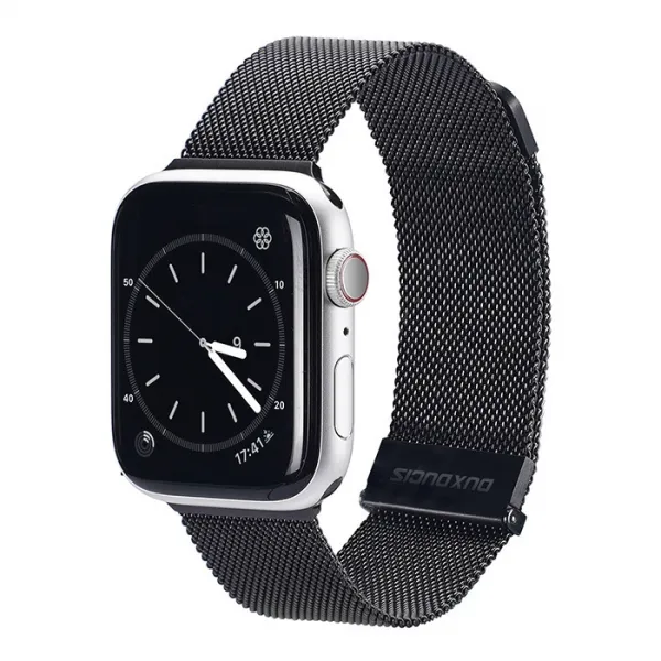 DUX MILANESE Kovový remienok pre Apple Watch SE / SE 2022 / SE 2023 / SE 2025 (44mm) čierny