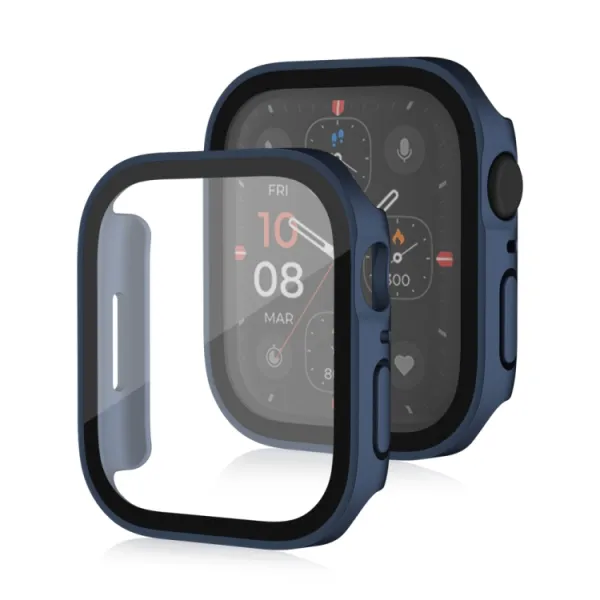 PC FULL COVER Plastový kryt so sklom pre Apple Watch SE / SE 2022 / SE 2023 / SE 2025 (44mm) modrý