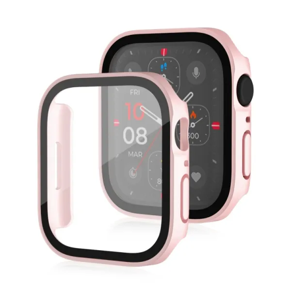 PC FULL COVER Plastový kryt so sklom pre Apple Watch SE / SE 2022 / SE 2023 / SE 2025 (40mm) ružovozlatý