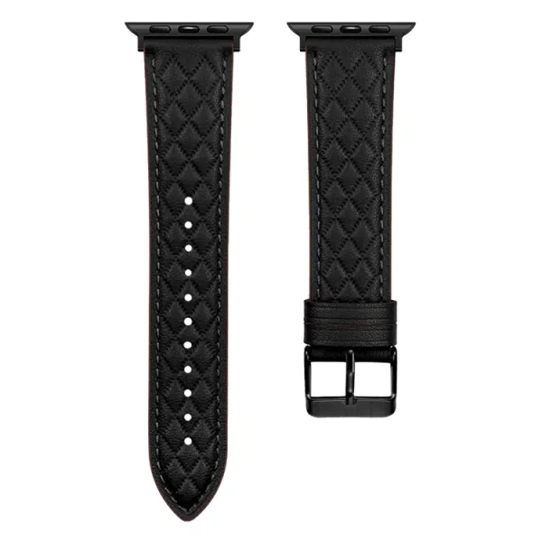 LATTICE BAND Kožený remienok pre Apple Watch SE / SE 2022 / SE 2023 / SE 2025 (44mm) čierny