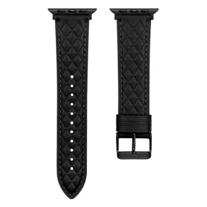 LATTICE BAND Kožený remienok pre Apple Watch SE / SE 2022 / SE 2023 / SE 2025 (44mm) čierny