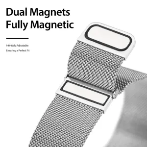DUX MILANESE Kovový remienok pre Apple Watch SE / SE 2022 / SE 2023 / SE 2025 (44mm) strieborný