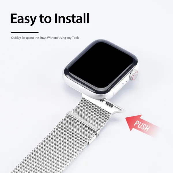DUX MILANESE Kovový remienok pre Apple Watch SE / SE 2022 / SE 2023 / SE 2025 (44mm) strieborný