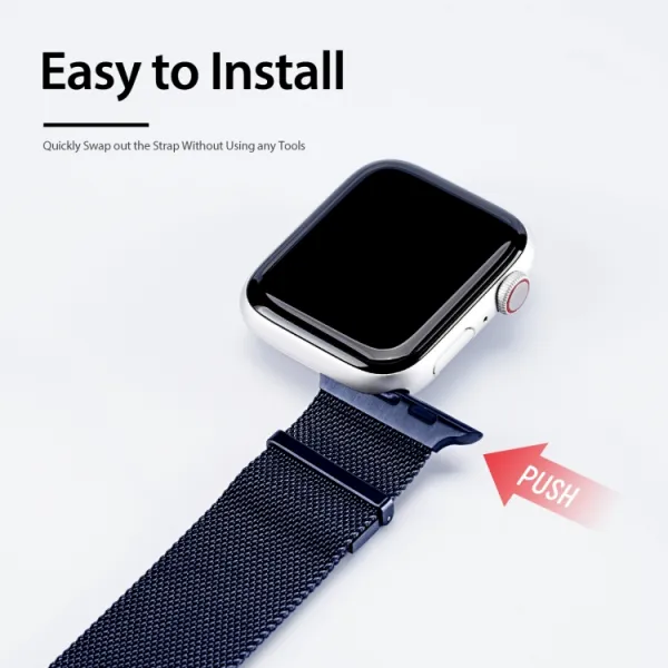 DUX MILANESE Kovový remienok pre Apple Watch SE / SE 2022 / SE 2023 / SE 2025 (44mm) modrý