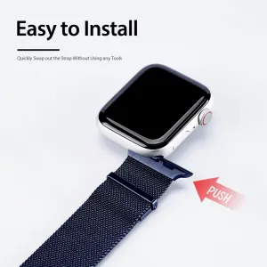 DUX MILANESE Kovový remienok pre Apple Watch SE / SE 2022 / SE 2023 / SE 2025 (44mm) modrý