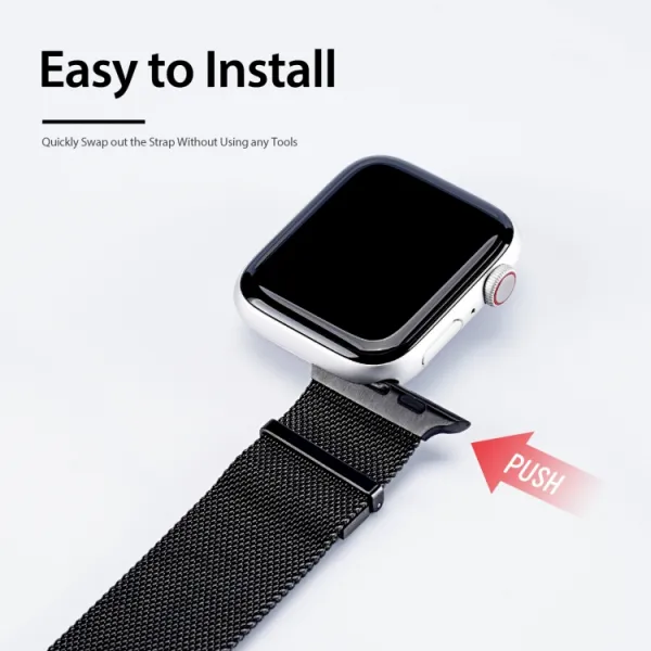 DUX MILANESE Kovový remienok pre Apple Watch SE / SE 2022 / SE 2023 / SE 2025 (44mm) čierny