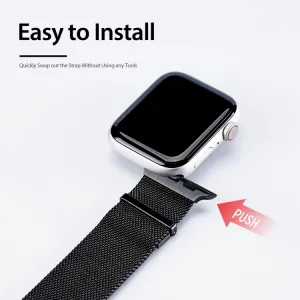 DUX MILANESE Kovový remienok pre Apple Watch SE / SE 2022 / SE 2023 / SE 2025 (44mm) čierny