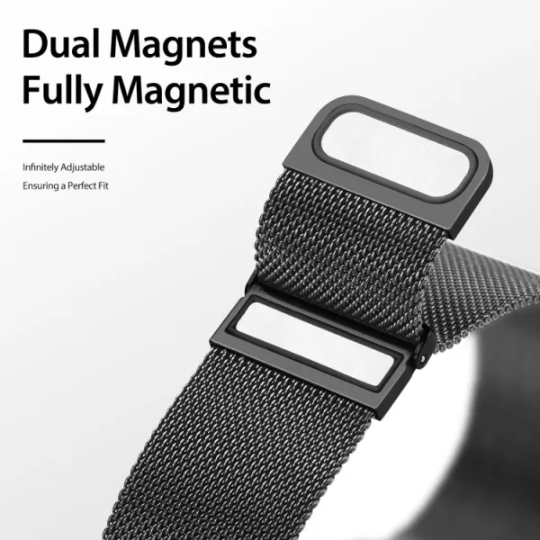 DUX MILANESE Kovový remienok pre Apple Watch SE / SE 2022 / SE 2023 / SE 2025 (44mm) čierny