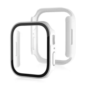 PC FULL COVER Plastový kryt so sklom pre Apple Watch SE / SE 2022 / SE 2023 / SE 2025 (44mm) biely