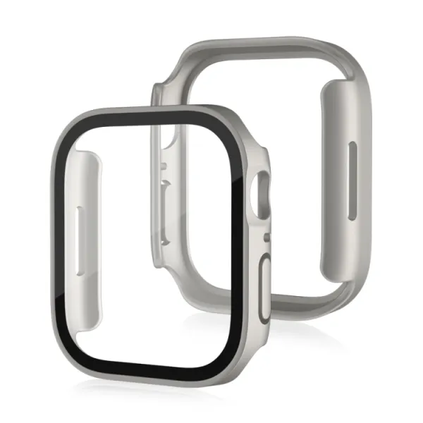 PC FULL COVER Plastový kryt so sklom pre Apple Watch SE / SE 2022 / SE 2023 / SE 2025 (44mm) STARLIGHT