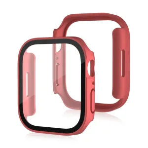 PC FULL COVER Plastový kryt so sklom pre Apple Watch SE / SE 2022 / SE 2023 / SE 2025 (44mm) červený