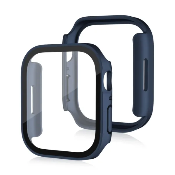 PC FULL COVER Plastový kryt so sklom pre Apple Watch SE / SE 2022 / SE 2023 / SE 2025 (44mm) modrý