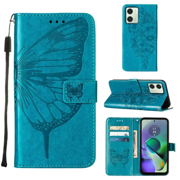 ART BUTTERFLY Peňaženkový obal pre Motorola Moto G54 5G / G54 Power Edition 5G modrý