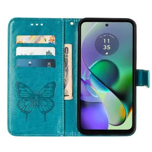 ART BUTTERFLY Peňaženkový obal pre Motorola Moto G54 5G / G54 Power Edition 5G modrý