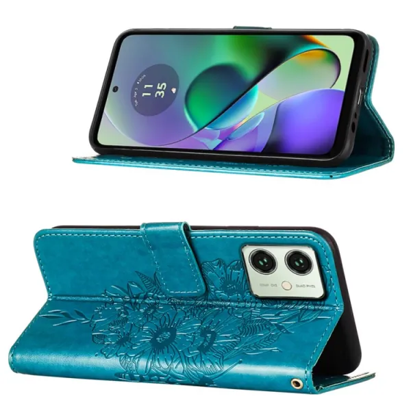 ART BUTTERFLY Peňaženkový obal pre Motorola Moto G54 5G / G54 Power Edition 5G modrý