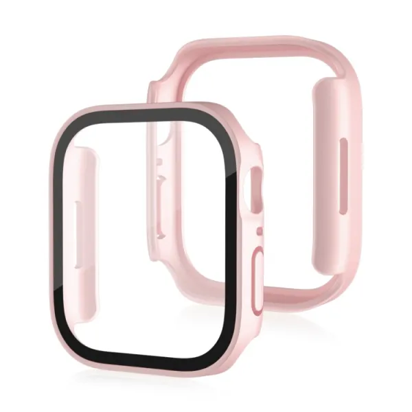 PC FULL COVER Plastový kryt so sklom pre Apple Watch SE / SE 2022 / SE 2023 / SE 2025 (40mm) ružovozlatý