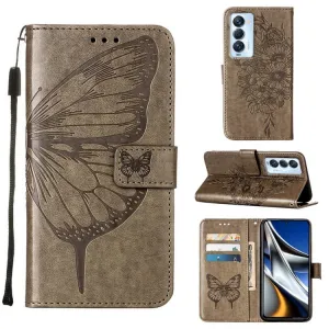 ART BUTTERFLY Peňaženkový obal pre Tecno Camon 18 Premier šedý