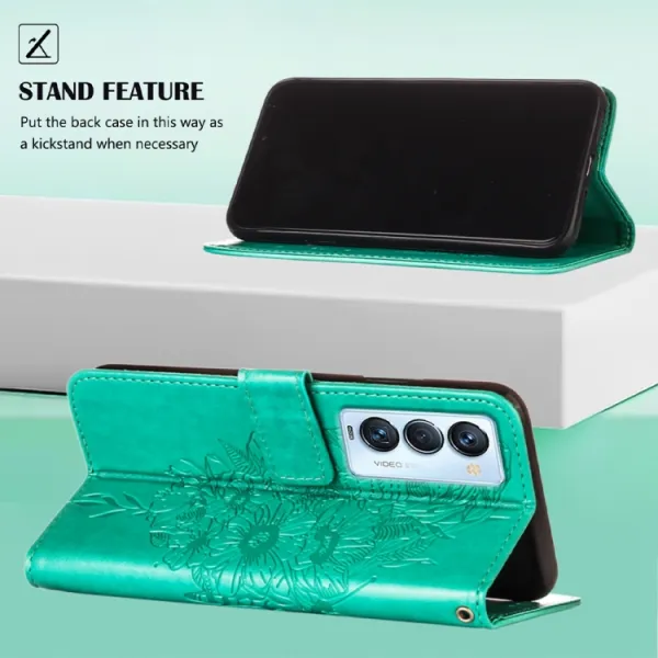 ART BUTTERFLY Peňaženkový obal pre Tecno Camon 18 Premier zelený