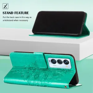 ART BUTTERFLY Peňaženkový obal pre Tecno Camon 18 Premier zelený