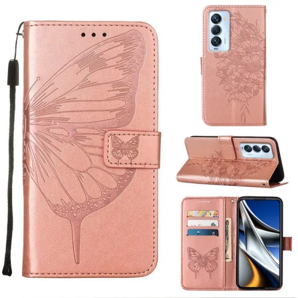 ART BUTTERFLY Peňaženkový obal pre Tecno Camon 18 Premier ružový