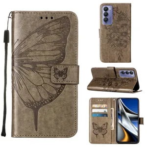 ART BUTTERFLY Peňaženkový obal pre Tecno Camon 18 šedý