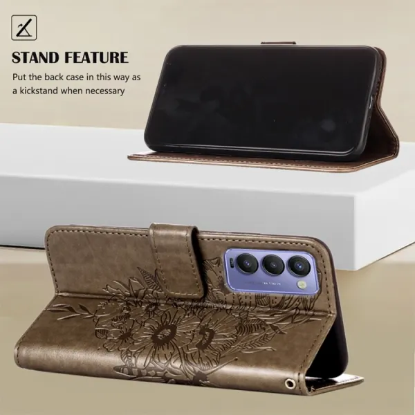 ART BUTTERFLY Peňaženkový obal pre Tecno Camon 18 šedý