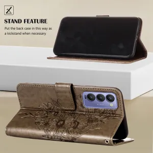 ART BUTTERFLY Peňaženkový obal pre Tecno Camon 18 šedý