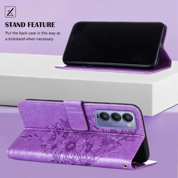 ART BUTTERFLY Peňaženkový obal pre Tecno Camon 18 fialový