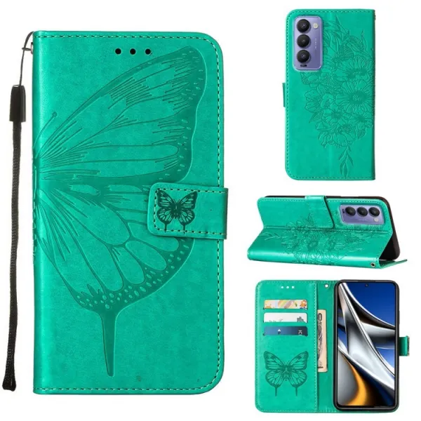 ART BUTTERFLY Peňaženkový obal pre Tecno Camon 18 zelený