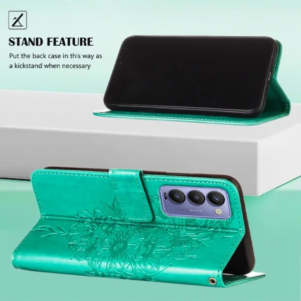 ART BUTTERFLY Peňaženkový obal pre Tecno Camon 18 zelený